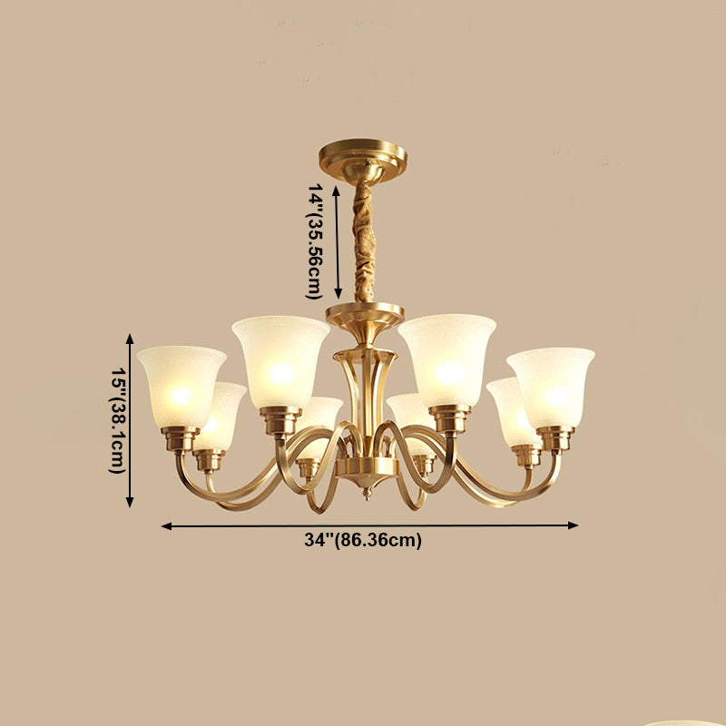 Bell Shape Pendant Lights Modern Glass Pendant Chandelier in Gold Finish