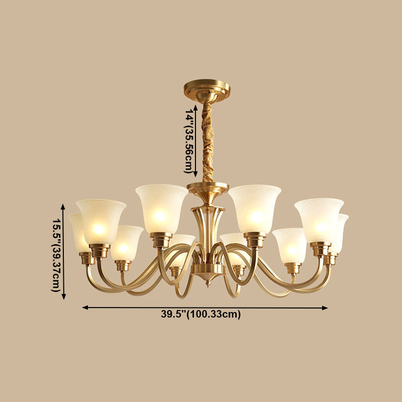 Bell Shape Pendant Lights Modern Glass Pendant Chandelier in Gold Finish