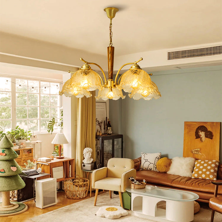 Modern Dome Chandelier Lighting Fixtures Glass Pendant Chandelier in Gold