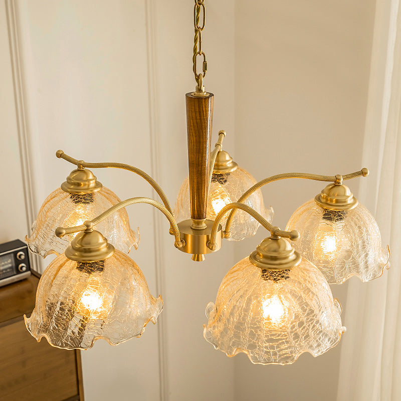 Moderni cupola lampadario del lampadario a pendente in vetro in oro