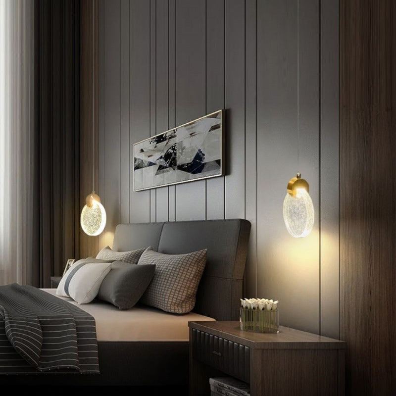 Aluminiumgold LED Hängende Lampe im modernen Luxusstil Kristallgeometrischen Anhänger Licht für Schlafzimmer