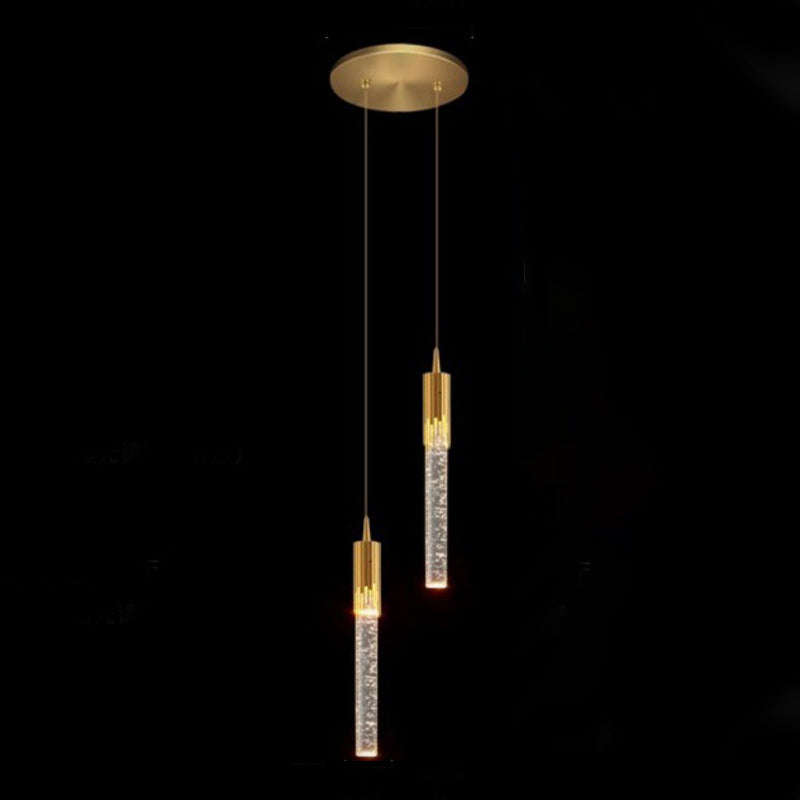 Aluminiumgold LED Hängende Lampe im modernen Luxusstil Kristallgeometrischen Anhänger Licht für Schlafzimmer