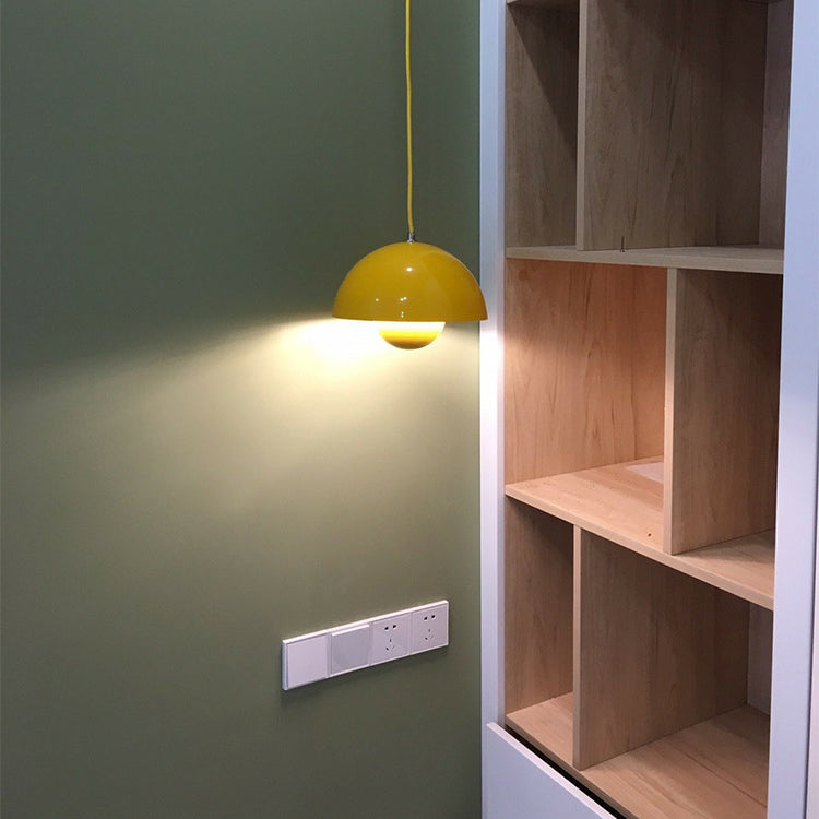 Modern Nordic Macaron Pendant Light Iron Globe Hanging Lamp with Aluminium Shade