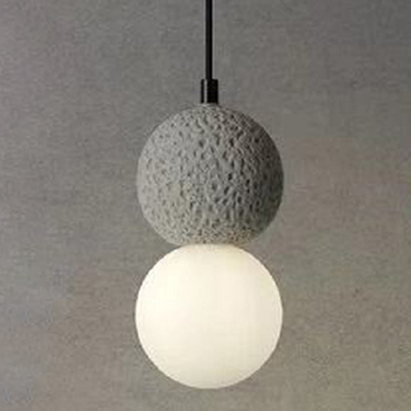 Globe Glass Pendant Light in Modern Creative Style Cement Single Hanging Lamp for Dining Room