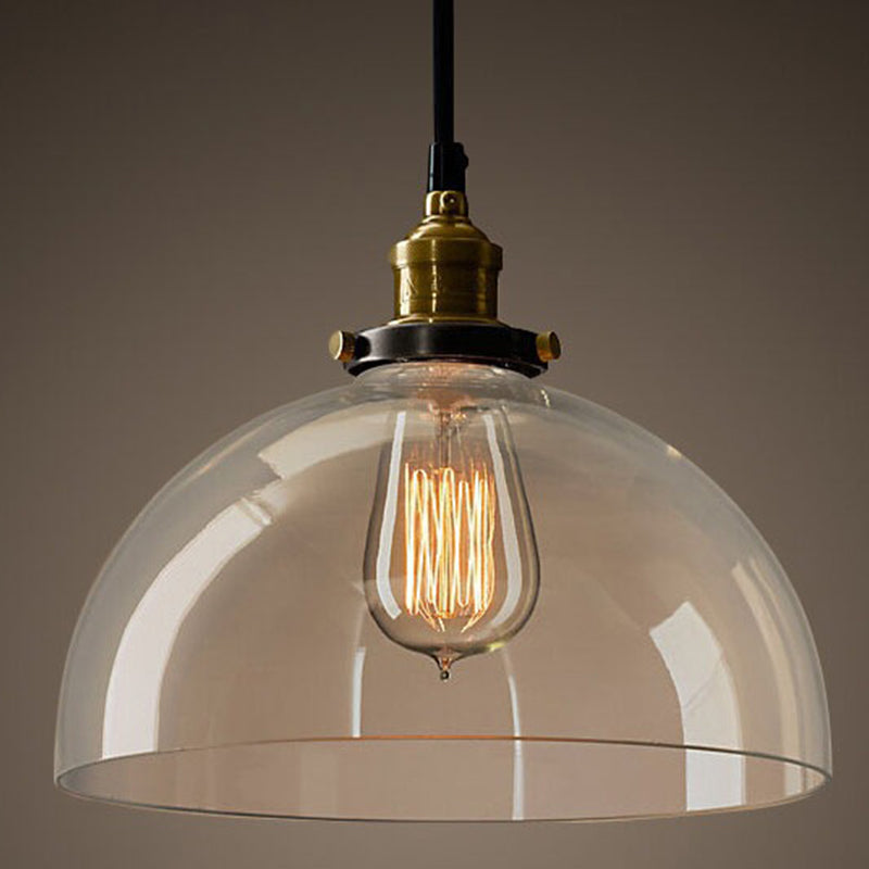 Lampada a sospensione singola retrò industriale Light a sospensione geometrica con tonalità di vetro puro