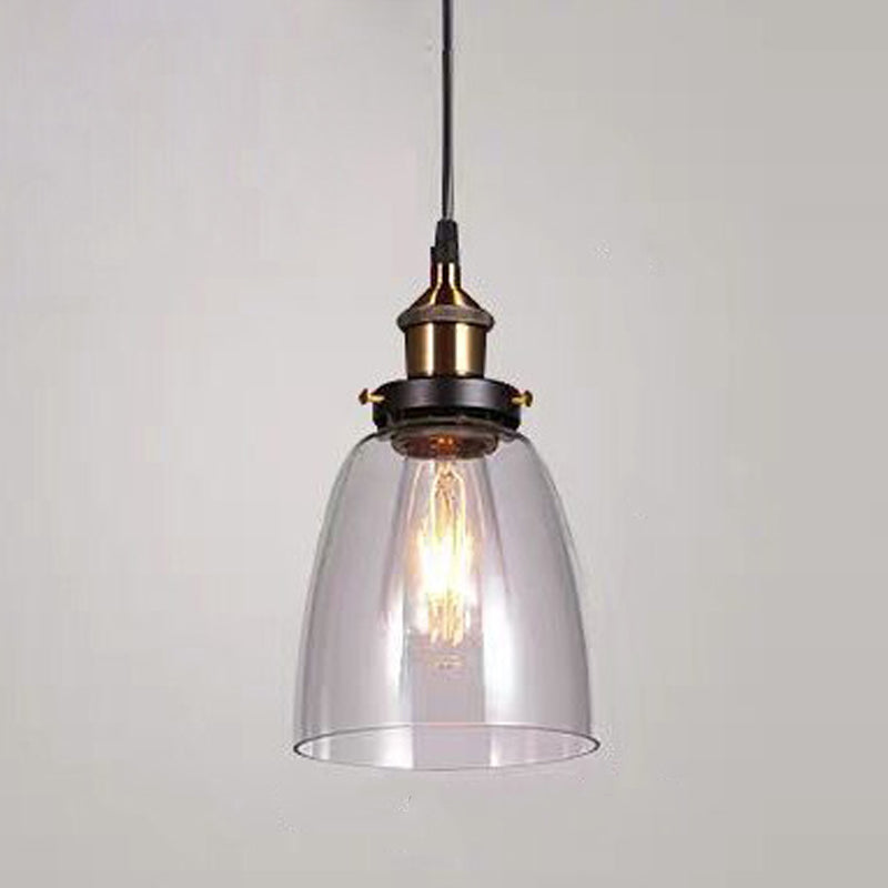 Lampada a sospensione singola retrò industriale Light a sospensione geometrica con tonalità di vetro puro