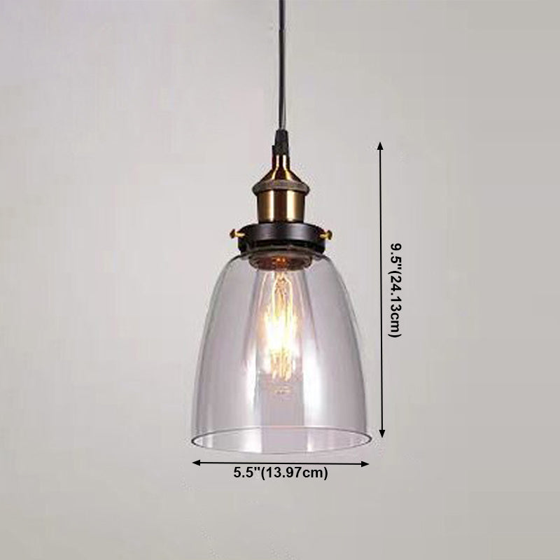 Lampada a sospensione singola retrò industriale Light a sospensione geometrica con tonalità di vetro puro