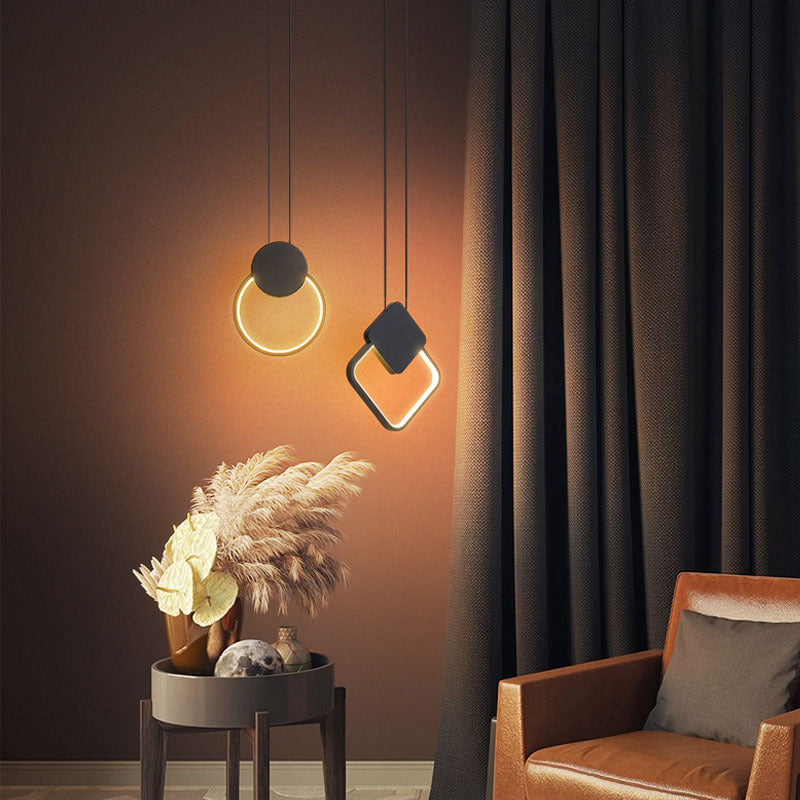 Moderne künstlerische LED Hanging Lampe Lacked Iron Linear Pendellicht mit Acrylschatten