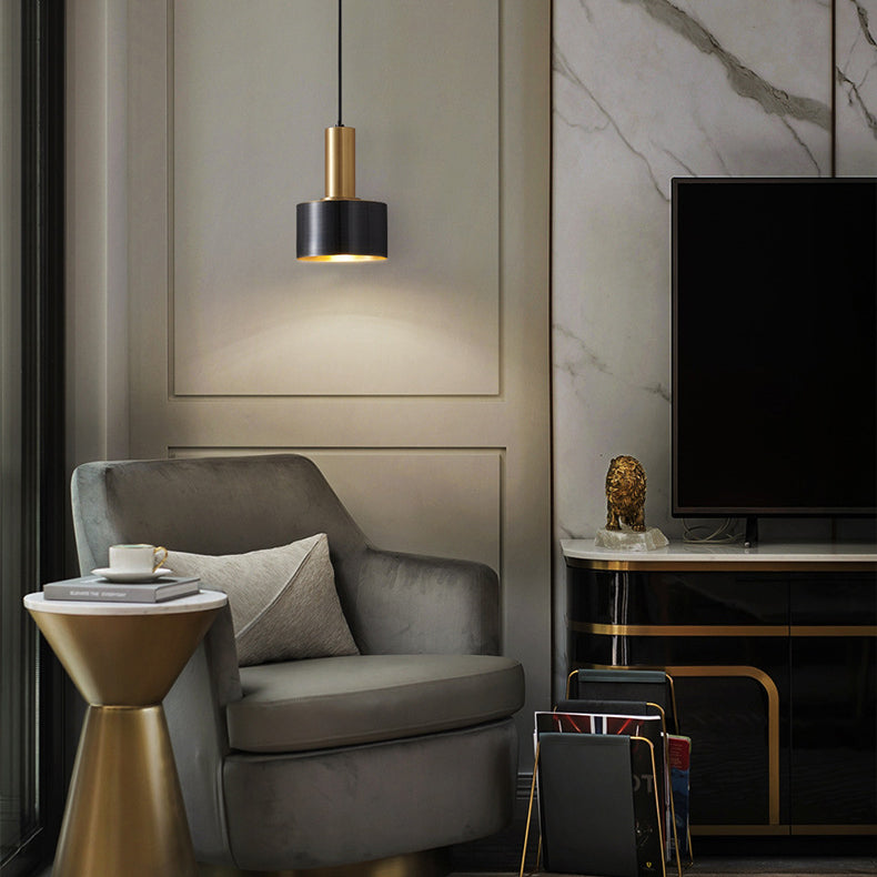 Lampada singola di lusso moderna a sospensione a sospensione cilindrica a sospensione per spazi interni
