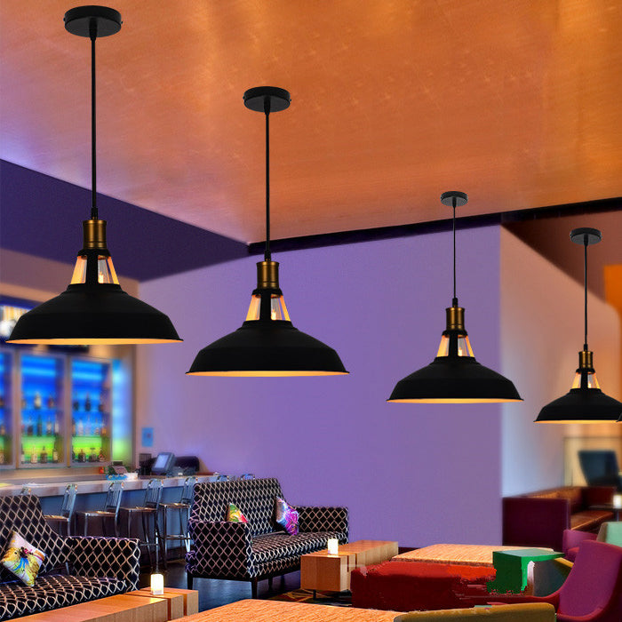 Lampada in ferro battuto a sospensione industriale a sospensione retrò per caffettiera