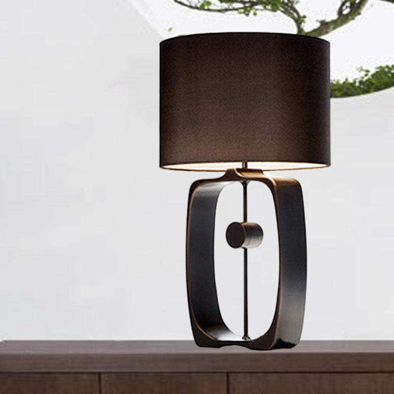 Stoffzylinder Task Light Modernismus 1 Kopf schwarzer Nachttischlampe mit Metallbasis