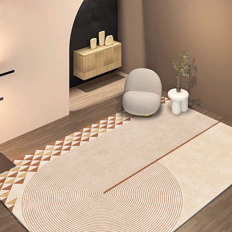 Modern Geometric Pattern Carpet Orange Polyester Area Rug Anti-Slip Easy Care Rug for Home Decor