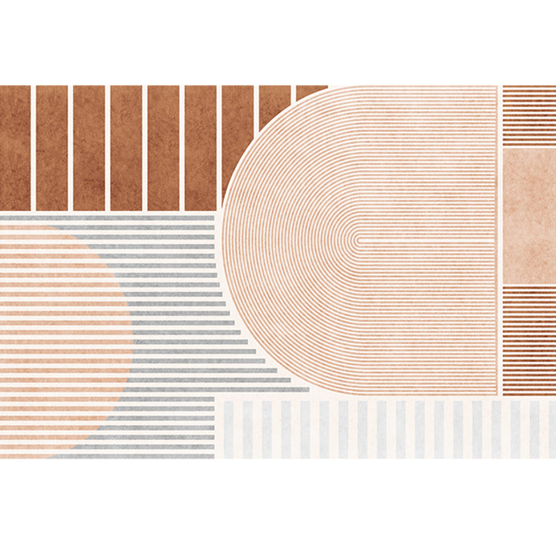 Modern Geometric Pattern Carpet Orange Polyester Area Rug Anti-Slip Easy Care Rug for Home Decor