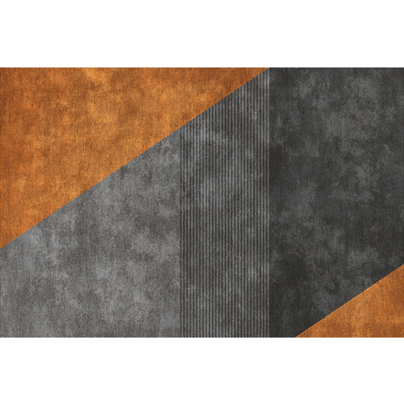 Modern Geometric Pattern Carpet Orange Polyester Area Rug Anti-Slip Easy Care Rug for Home Decor