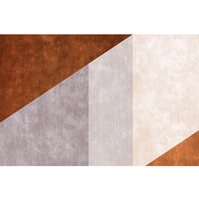 Modern Geometric Pattern Carpet Orange Polyester Area Rug Anti-Slip Easy Care Rug for Home Decor