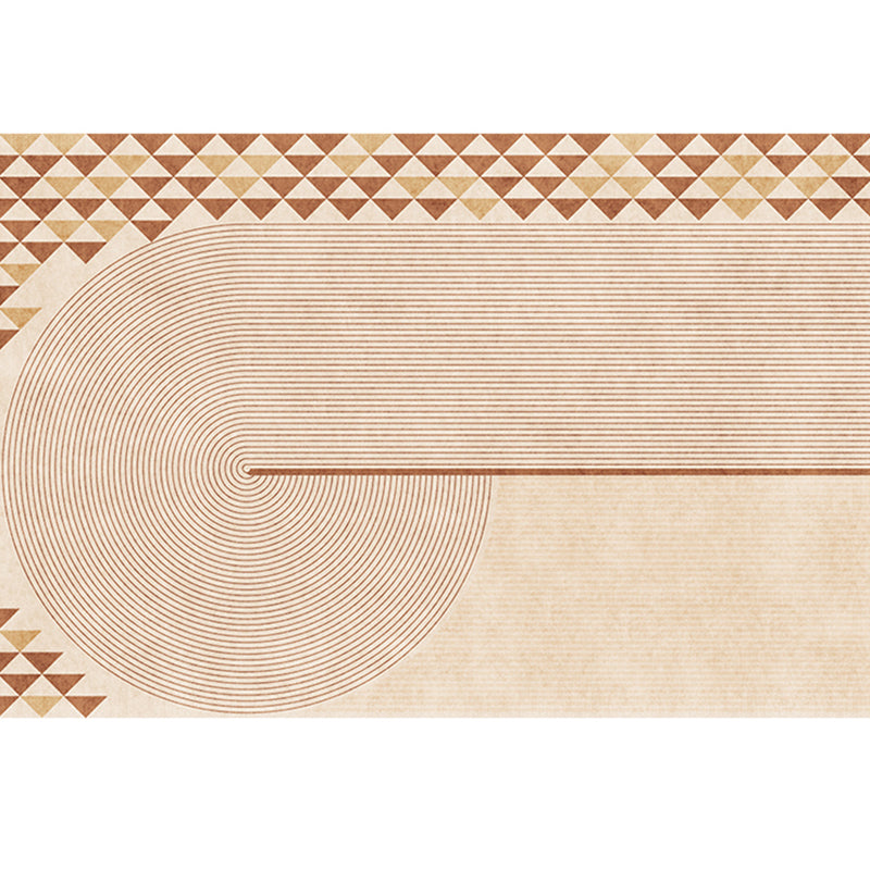 Modern Geometric Pattern Carpet Orange Polyester Area Rug Anti-Slip Easy Care Rug for Home Decor