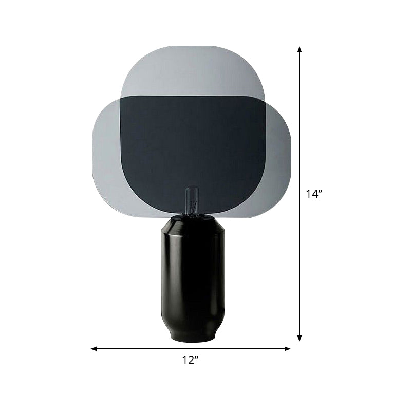 Lampada da comodino a 1 testa in acrilico con illuminazione da lavoro oblunga modernista in nero con base in resina