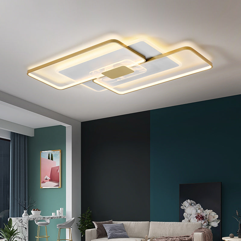 Luz de techo LED de geometría dorada, diseño de plumas, luz de montaje empotrada contemporánea