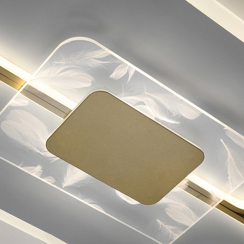 Gouden geometrie LED-plafondlamp Veerpatroon Eigentijds inbouwlicht