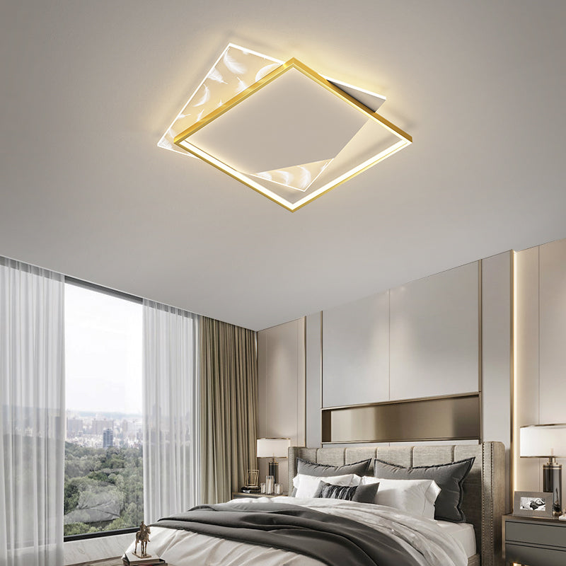 Double Square Flush Mount Light Modern LED Ceiling Light for Living Room