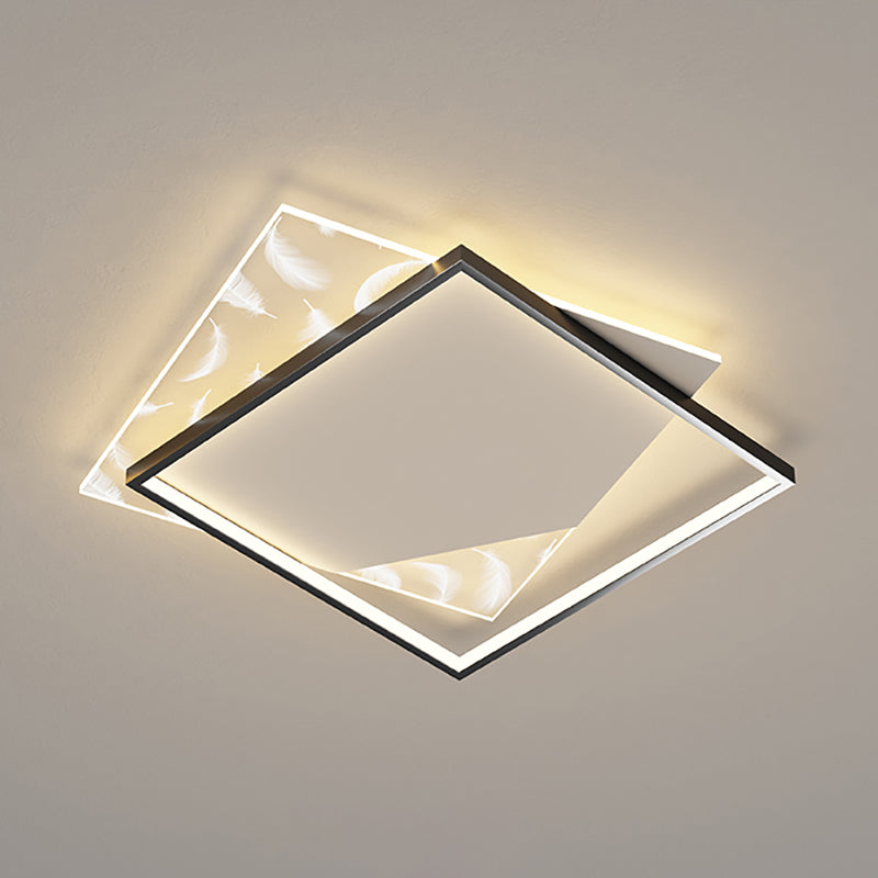 Double Square Flush Mount Light Modern LED Ceiling Light for Living Room