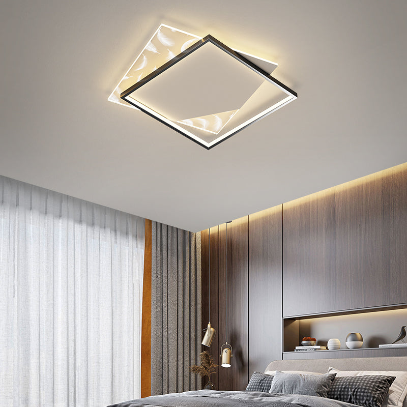 Double Square Flush Mount Light Modern LED Ceiling Light for Living Room