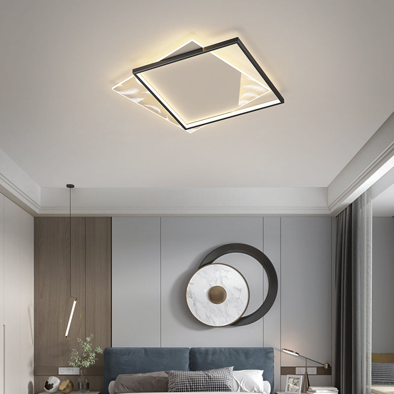 Double Square Flush Mount Light Modern LED Ceiling Light for Living Room