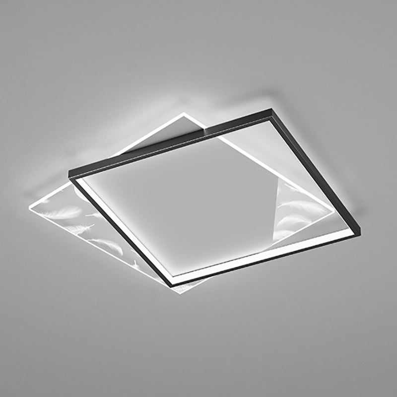 Double Square Flush Mount Light Modern LED Ceiling Light for Living Room