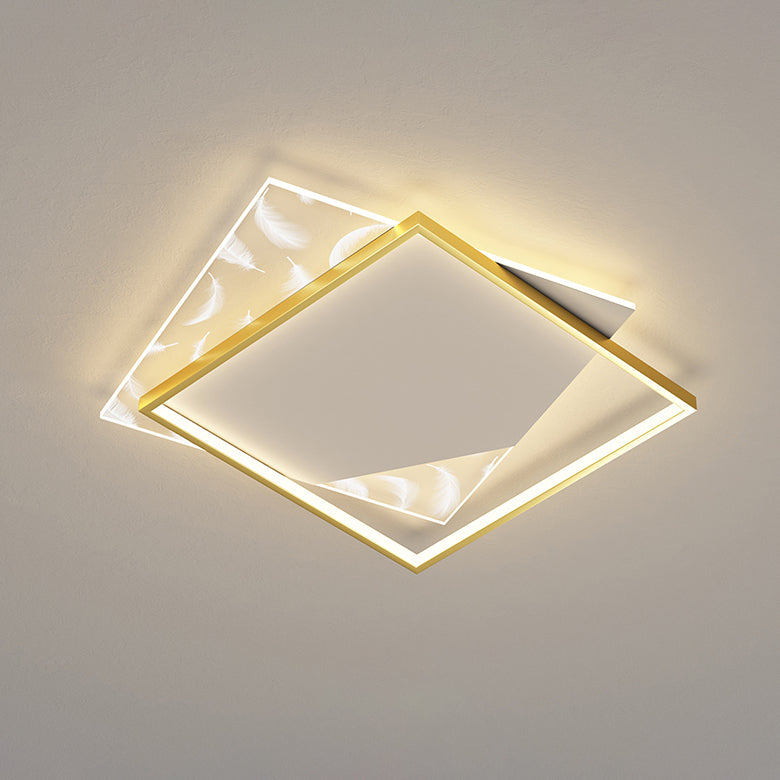 Double Square Flush Mount Light Modern LED Ceiling Light for Living Room
