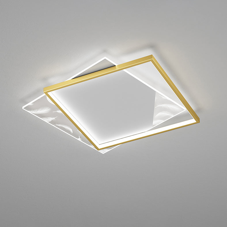 Double Square Flush Mount Light Modern LED Ceiling Light for Living Room