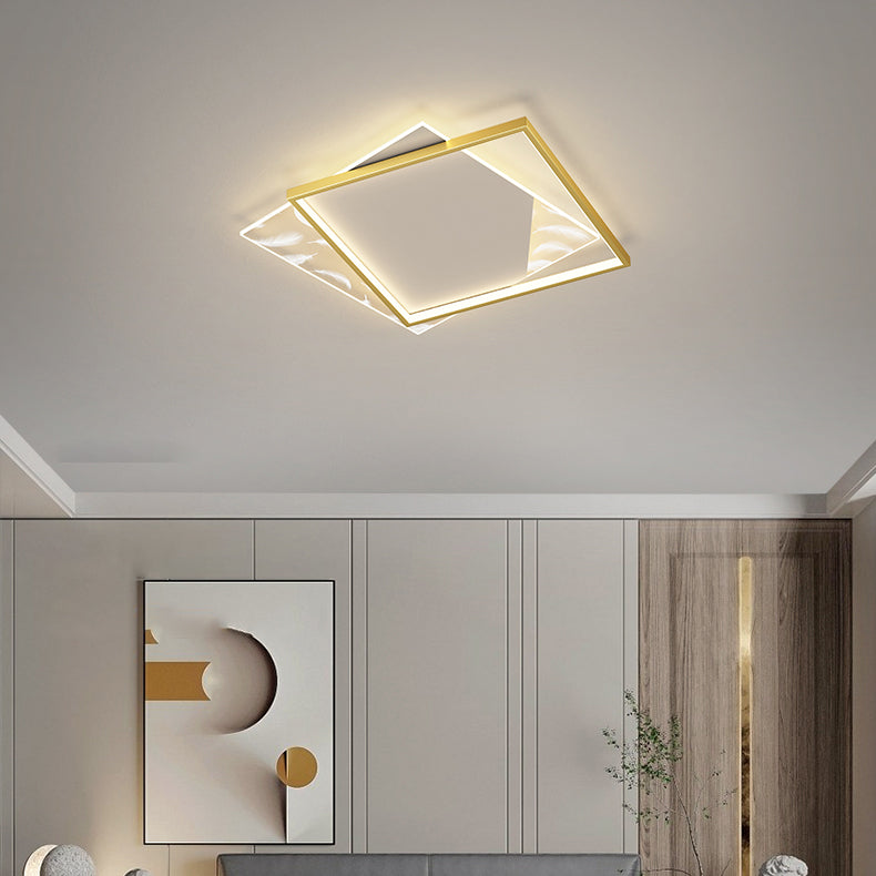 Double Square Flush Mount Light Modern LED Ceiling Light for Living Room