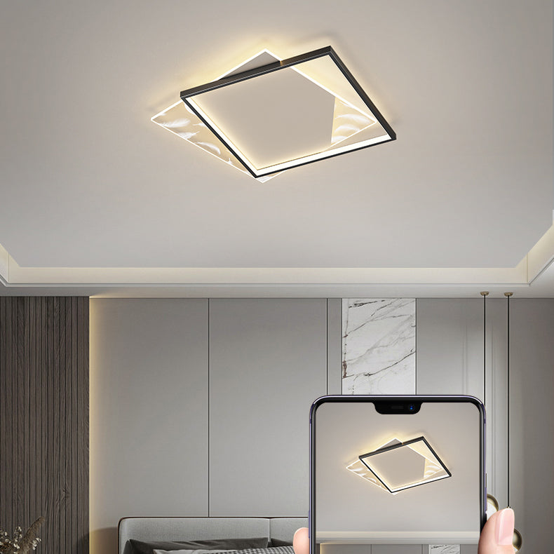 Double Square Flush Mount Light Modern LED Ceiling Light for Living Room