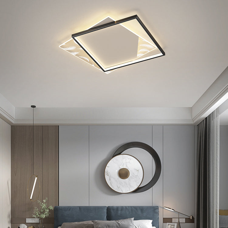 Double Square Flush Mount Light Modern LED Ceiling Light for Living Room