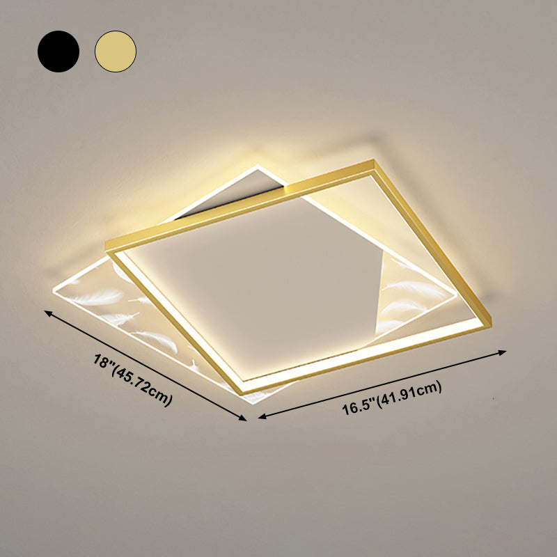 Double Square Flush Mount Light Modern LED Ceiling Light for Living Room