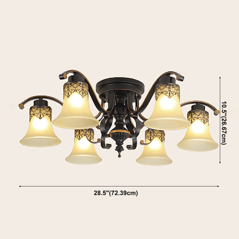 Lámpara de techo de estilo tradicional retro Luz de montaje empotrado de vidrio blanco para dormitorio