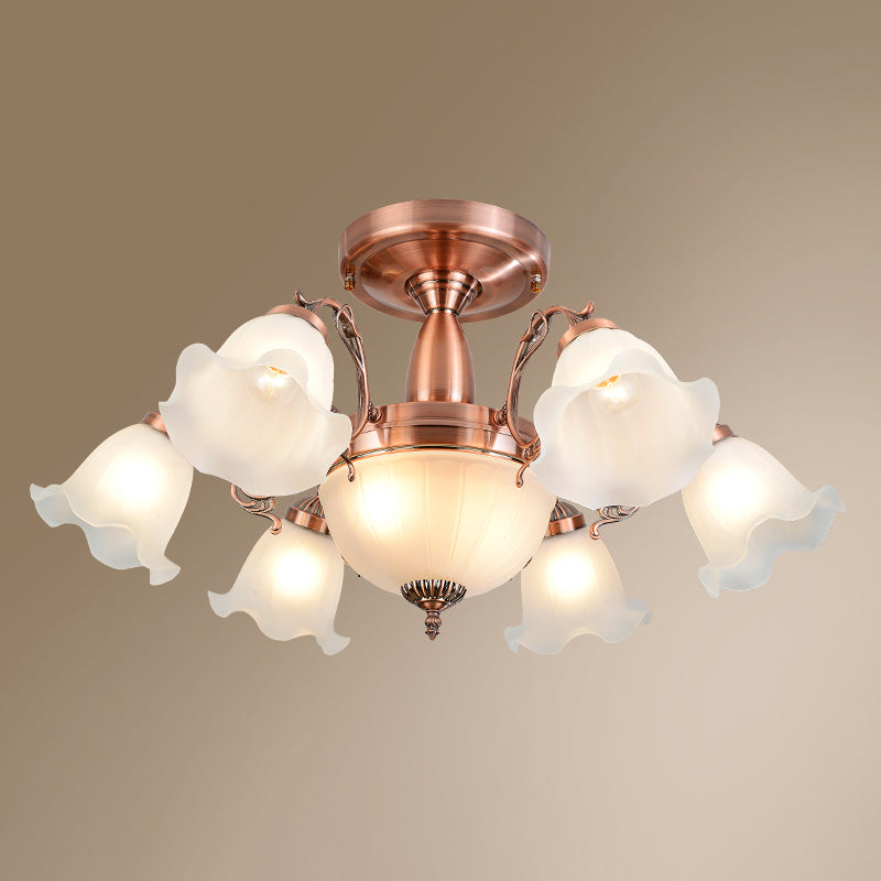 Lámpara de techo tradicional retro con pantalla de cristal, luz de montaje empotrado para tienda de ropa