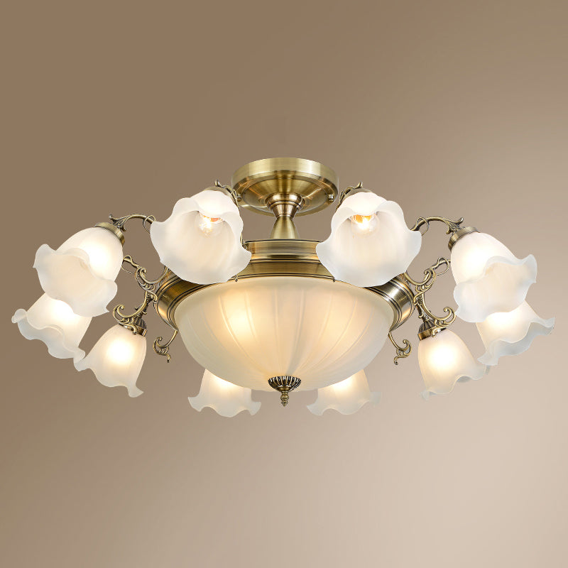 Lámpara de techo tradicional retro con pantalla de cristal, luz de montaje empotrado para tienda de ropa