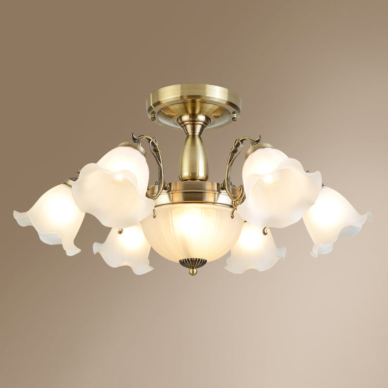 Lámpara de techo tradicional retro con pantalla de cristal, luz de montaje empotrado para tienda de ropa