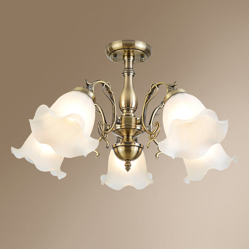 Lámpara de techo tradicional retro con pantalla de cristal, luz de montaje empotrado para tienda de ropa