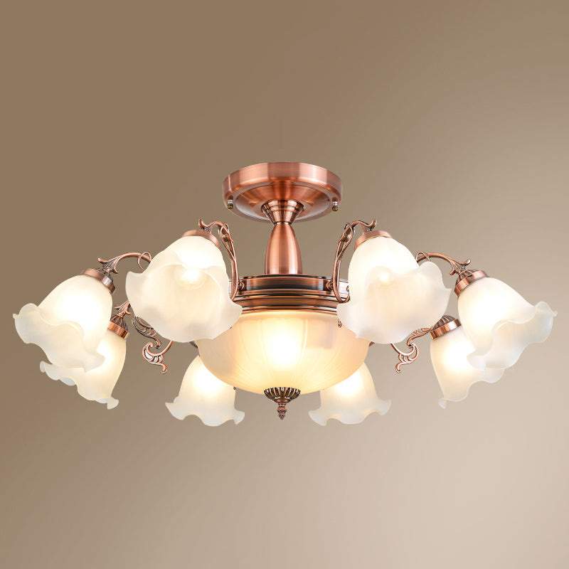 Lámpara de techo tradicional retro con pantalla de cristal, luz de montaje empotrado para tienda de ropa