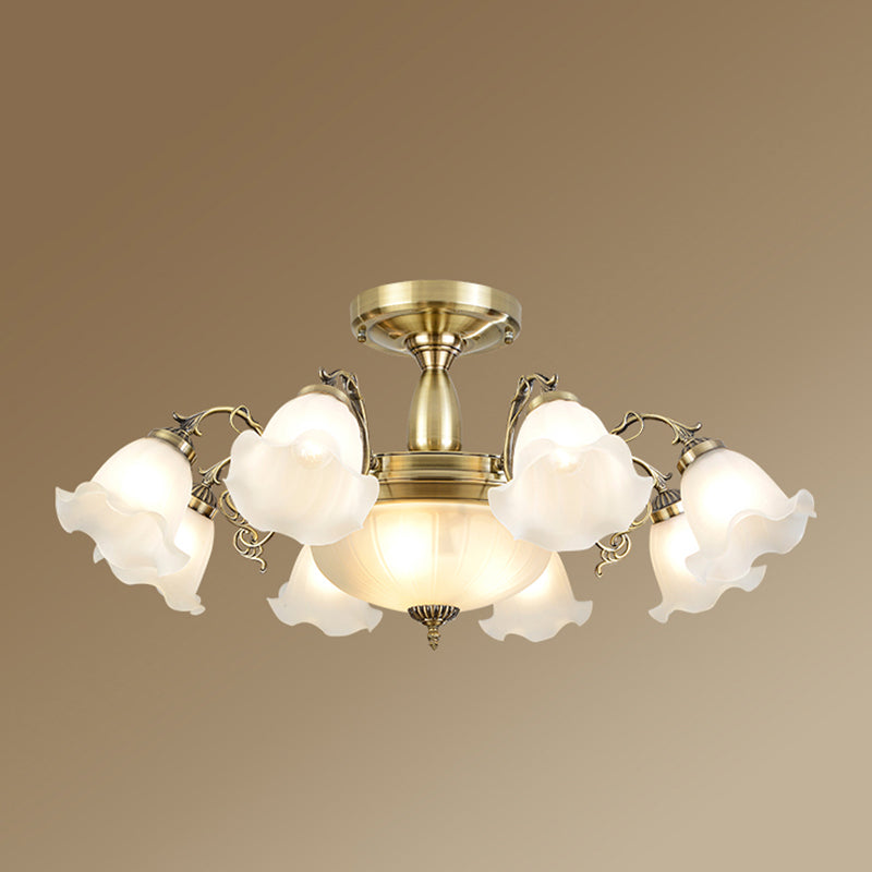 Lámpara de techo tradicional retro con pantalla de cristal, luz de montaje empotrado para tienda de ropa