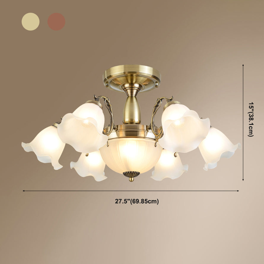 Lámpara de techo tradicional retro con pantalla de cristal, luz de montaje empotrado para tienda de ropa