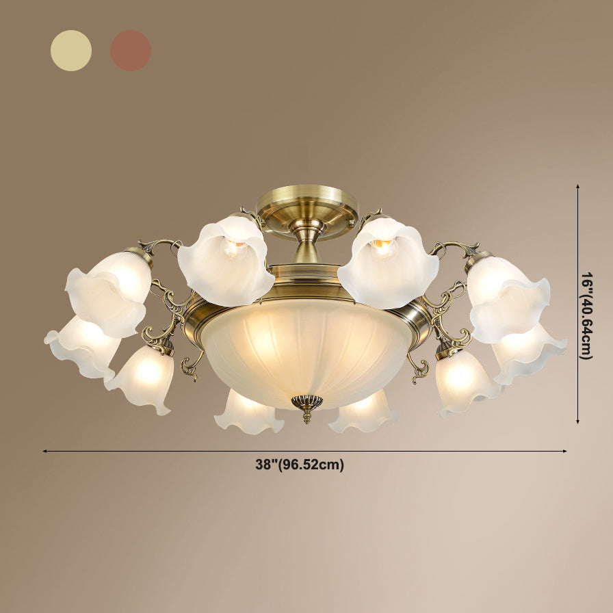Lámpara de techo tradicional retro con pantalla de cristal, luz de montaje empotrado para tienda de ropa