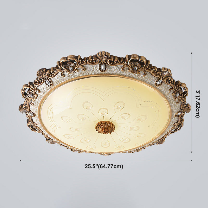 Lámpara LED retro tradicional de estilo simple, lámpara de montaje empotrado con pantalla de vidrio para sala de estar