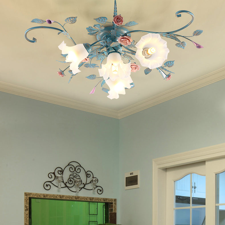 Plafonnier rétro traditionnel avec abat-jour en verre, luminaire encastré pour chambre à coucher et salon