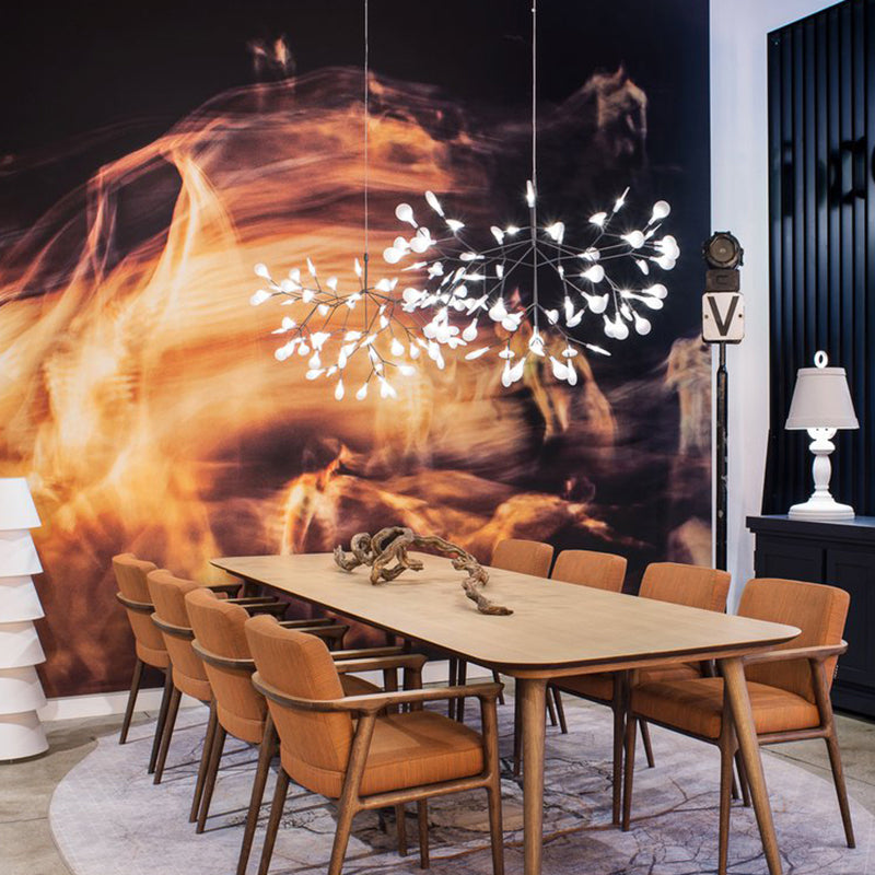 Metal White Chandelier Nordic Style Fireflies Chandelier Lamp for Living Room