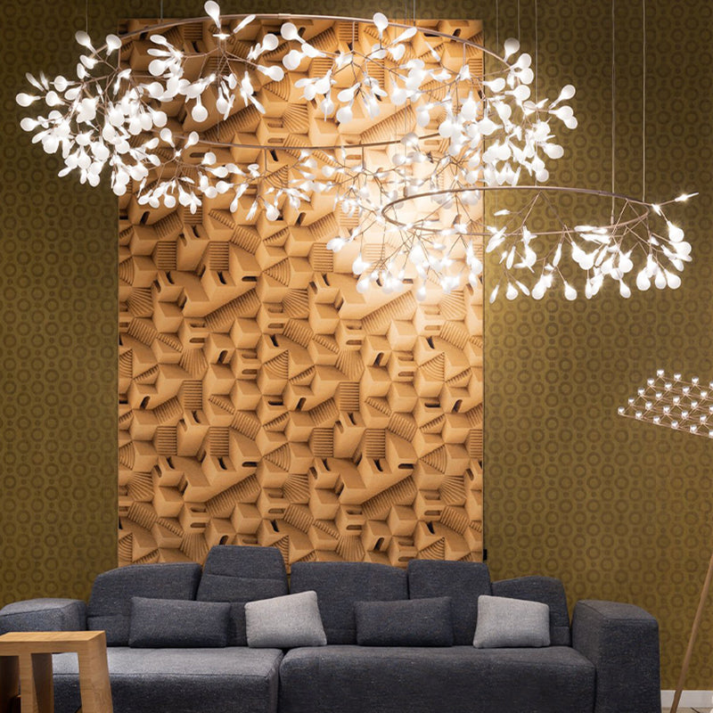 Metal White Chandelier Nordic Style Fireflies Chandelier Lamp for Living Room