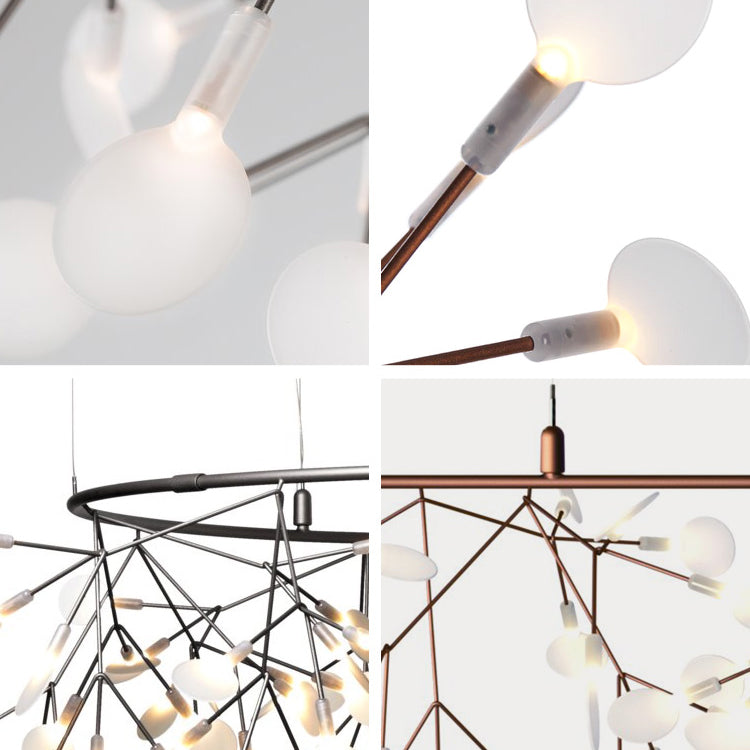 Metal White Chandelier Nordic Style Fireflies Chandelier Lamp for Living Room