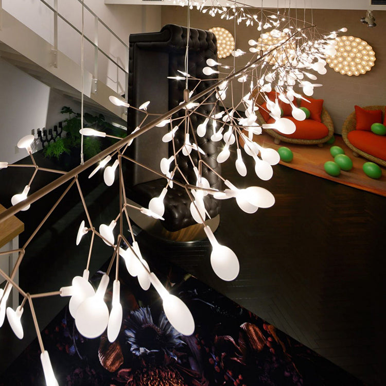 Metal White Chandelier Nordic Style Fireflies Chandelier Lamp for Living Room
