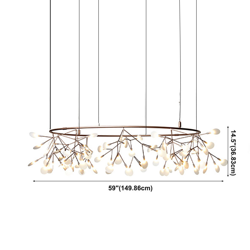 Metal White Chandelier Nordic Style Fireflies Chandelier Lamp for Living Room